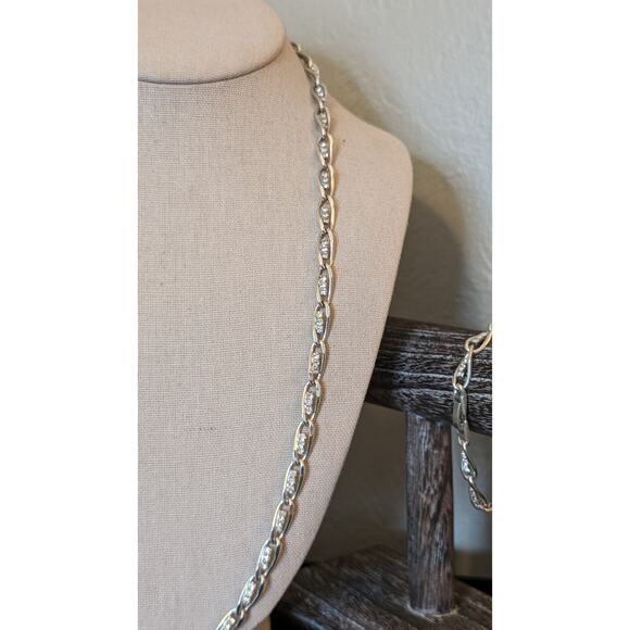 Triple Austrian Crystals Set in Silver Plated Chain Necklace & Matching Bracelet - Picture 7 of 16